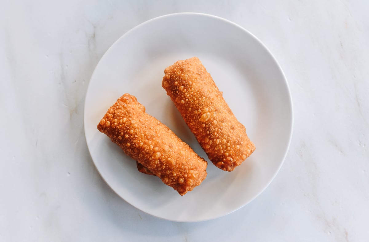 fried egg rolls made with Woks of Life homemade egg roll wrapper recipe