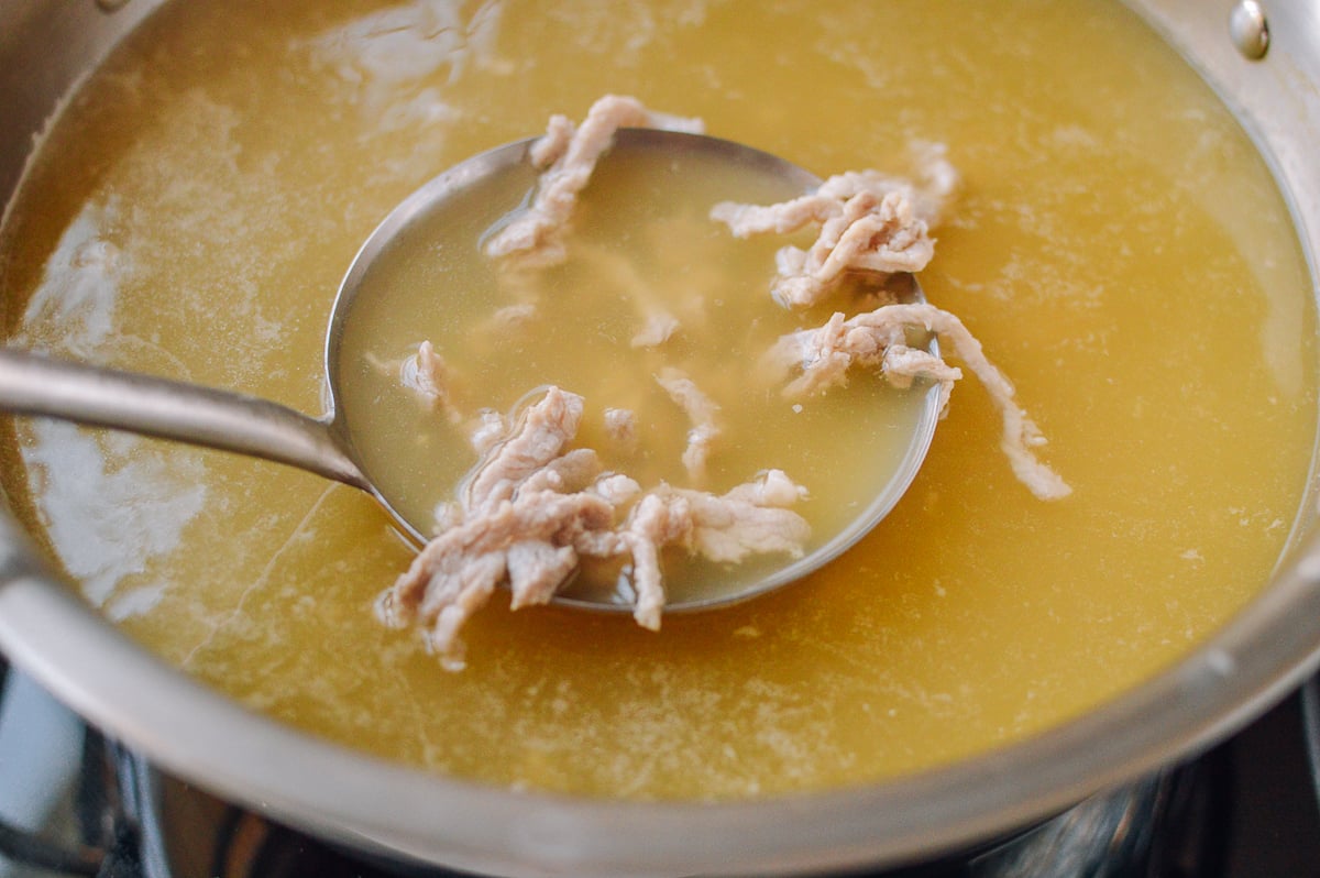 Chicken Stock with Pork Added, thewoksoflife.com