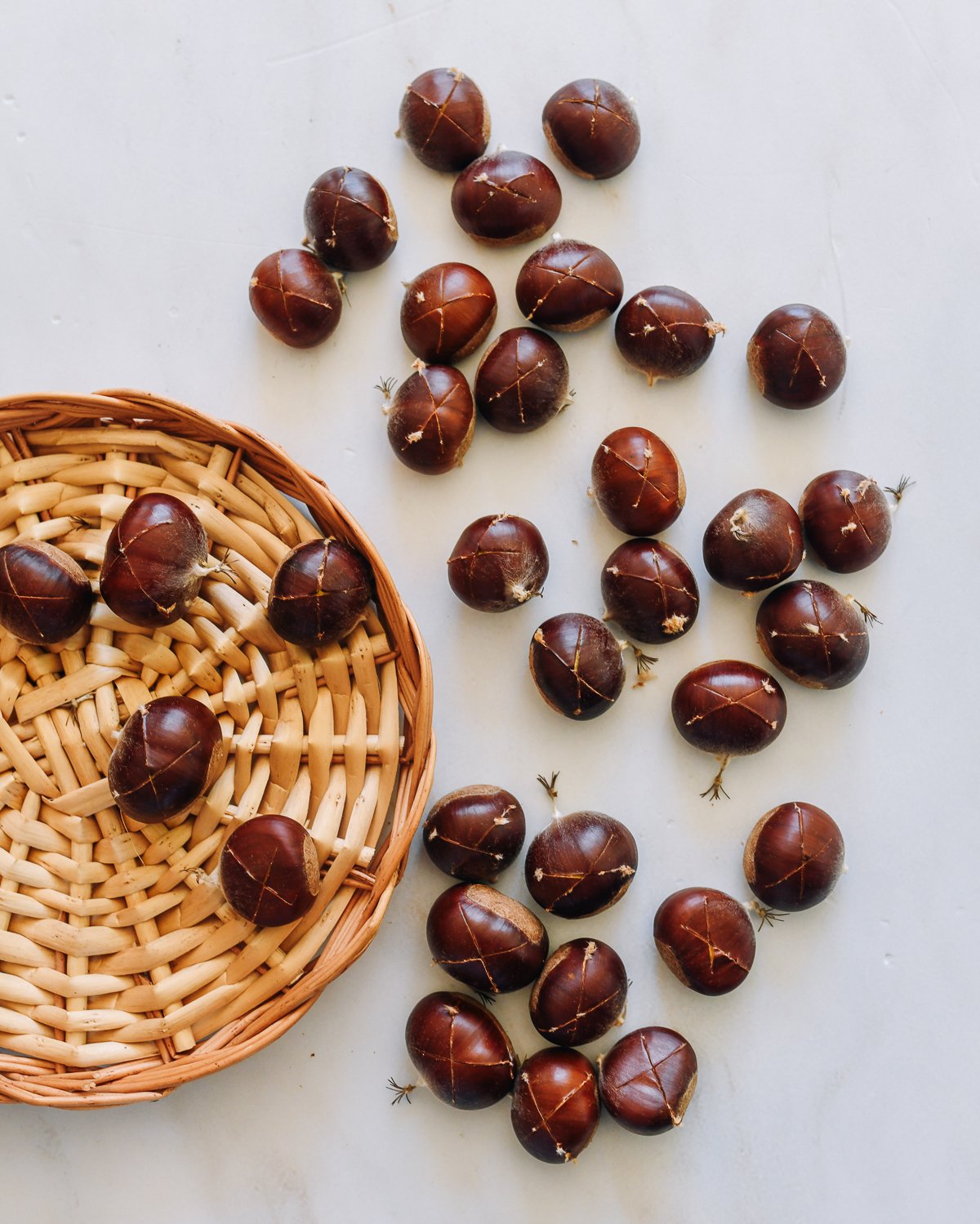scored chestnuts