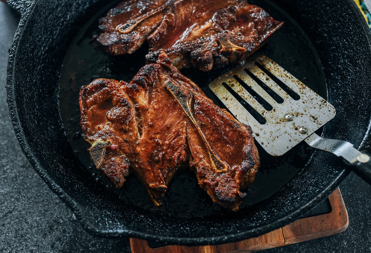 pan-fried lamb shoulder chops